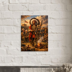 Red Cloud at Fort Laramie council metal print mockup