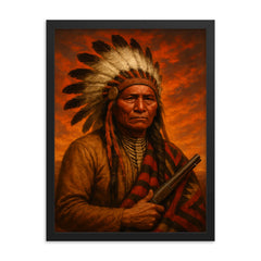Red Cloud framed print on a plain backdrop in size 18"x24".