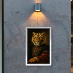 Regal portrait of a tiger with Renaissance style dress poster 2