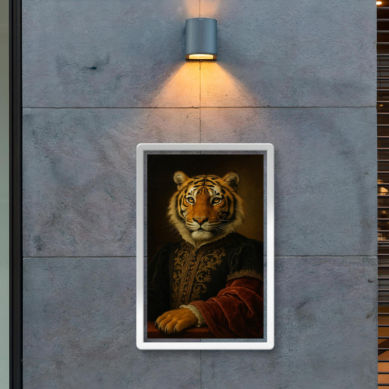 Regal portrait of a tiger with Renaissance style dress poster 2