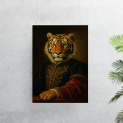 Regal portrait of a tiger with Renaissance style dress poster 7