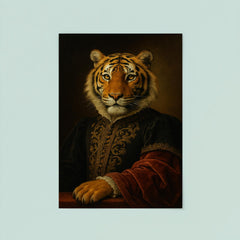 Regal portrait of a tiger with Renaissance style dress poster 8