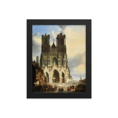 Reims Cathedral with a Medieval Procession by David Roberts framed print on a plain backdrop in size 8"x10".