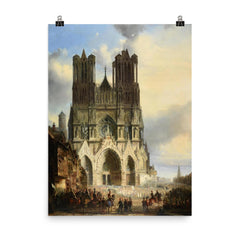 Reims Cathedral with a Medieval Procession by David Roberts poster on a plain backdrop in size 8"x10".