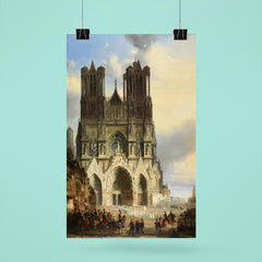 Reims Cathedral with a Medieval Procession by David Roberts poster 6