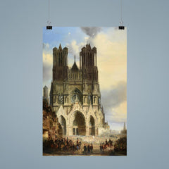 Reims Cathedral with a Medieval Procession by David Roberts poster 9