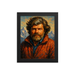 Reinhold Messner framed print on a plain backdrop in size 8"x10".