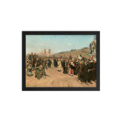 Religious Procession in Kursk Governorate by Ilya Repin framed print on a plain backdrop in size 12"x16".