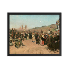 Religious Procession in Kursk Governorate by Ilya Repin framed print on a plain backdrop in size 16"x20".