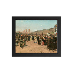 Religious Procession in Kursk Governorate by Ilya Repin framed print on a plain backdrop in size 8"x10".
