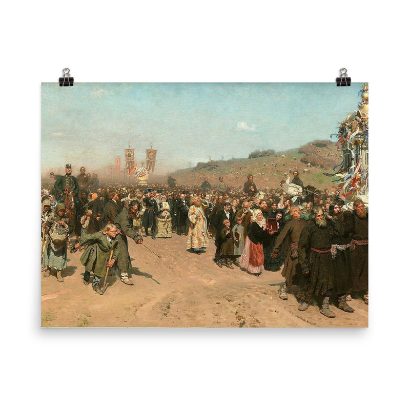 Religious Procession in Kursk Governorate by Ilya Repin poster on a plain backdrop in size 8