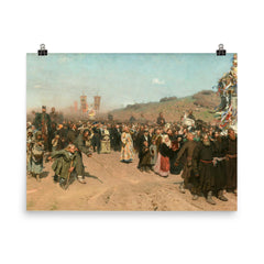 Religious Procession in Kursk Governorate by Ilya Repin, 1880-1883 poster on a plain backdrop in size 8"x10".