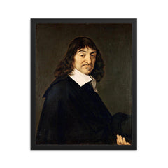 Rene Descartes framed print on a plain backdrop in size 16"x20".