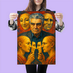 Rene Girard with masks and mirrored desire poster 3