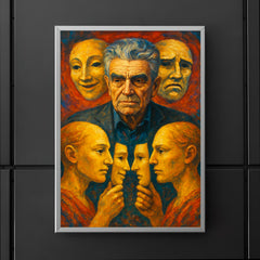 Rene Girard with masks and mirrored desire poster 5