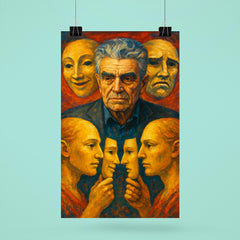 Rene Girard with masks and mirrored desire poster 6