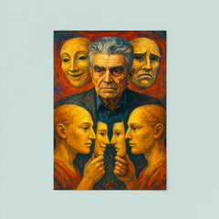 Rene Girard with masks and mirrored desire poster 8