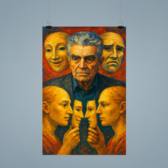 Rene Girard with masks and mirrored desire poster 9