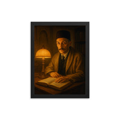 Rene Guenon in Cairo study lamp glow framed print on a plain backdrop in size 12"x16".