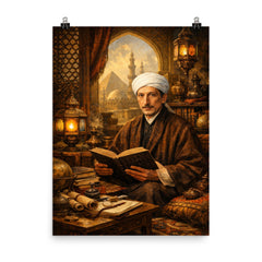 Rene Guenon in Cairo study poster on a plain backdrop in size 8"x10".