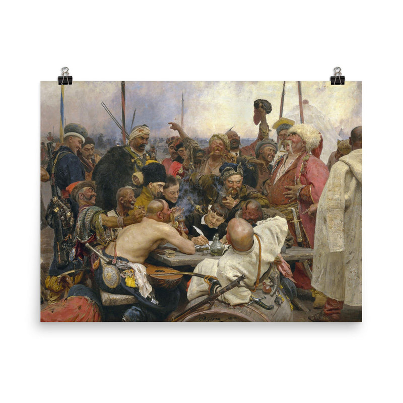 Reply of the Zaporozhian Cossacks by Ilya Repin, 1891 poster on a plain backdrop in size 8