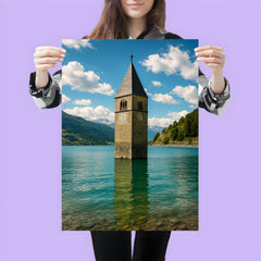 Reschensee Bell Tower Lake Resia Italy poster 3