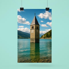 Reschensee Bell Tower Lake Resia Italy poster 6