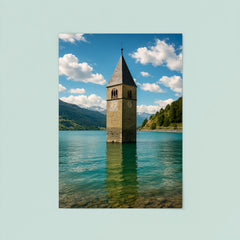 Reschensee Bell Tower Lake Resia Italy poster 8
