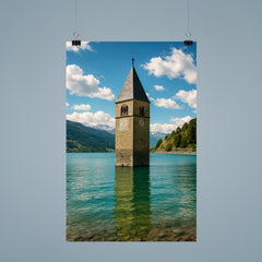 Reschensee Bell Tower Lake Resia Italy poster 9