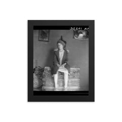 Resettled Farm Child by Dorothea Lange framed print on a plain backdrop in size 8"x10".