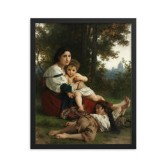 Rest by William-Adolphe Bouguereau framed print on a plain backdrop in size 16"x20".