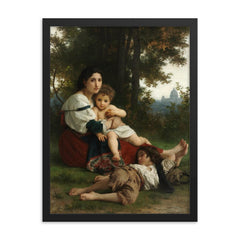 Rest by William-Adolphe Bouguereau framed print on a plain backdrop in size 18"x24".