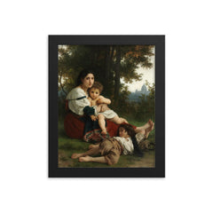 Rest by William-Adolphe Bouguereau framed print on a plain backdrop in size 8"x10".