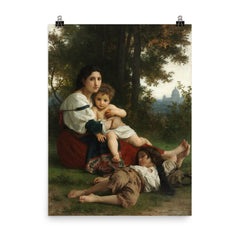 Rest by William-Adolphe Bouguereau poster on a plain backdrop in size 8"x10".