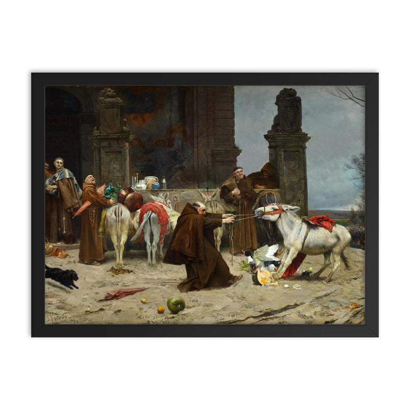 Return to Monastery by Eduardo Zamacois y Zabala, 1868 framed print on a plain backdrop in size 18