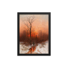 Returning Home at Sunset by Desire Thomassin, 1894 framed print on a plain backdrop in size 12"x16".