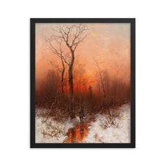 Returning Home at Sunset by Desire Thomassin, 1894 framed print on a plain backdrop in size 16"x20".
