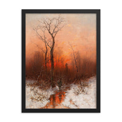 Returning Home at Sunset by Desire Thomassin, 1894 framed print on a plain backdrop in size 18"x24".