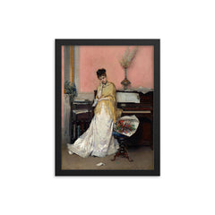 Reverie: The Letter by Raimundo de Madrazo y Garreta, 1870s framed print on a plain backdrop in size 12"x16".