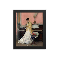 Reverie: The Letter by Raimundo de Madrazo y Garreta, 1870s framed print on a plain backdrop in size 8"x10".