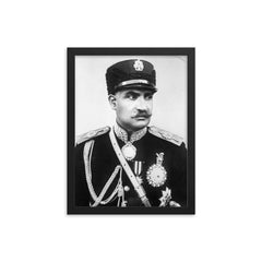 Reza Shah Pahlavi framed print on a plain backdrop in size 12"x16".