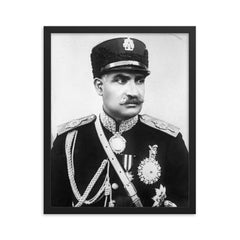 Reza Shah Pahlavi framed print on a plain backdrop in size 16"x20".