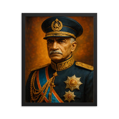 Reza Shah Pahlavi framed print on a plain backdrop in size 16"x20".