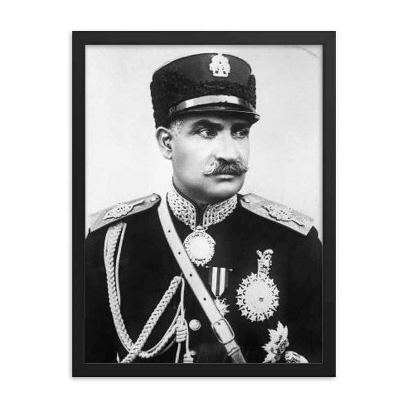 Reza Shah Pahlavi framed print on a plain backdrop in size 18