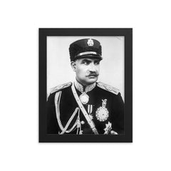 Reza Shah Pahlavi framed print on a plain backdrop in size 8"x10".
