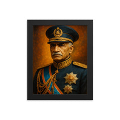 Reza Shah Pahlavi framed print on a plain backdrop in size 8"x10".