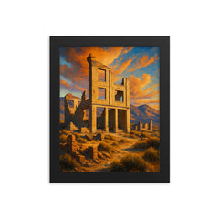 Rhyolite Ghost Town Nevada USA framed print on a plain backdrop in size 8"x10".