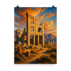 Rhyolite Ghost Town Nevada USA poster on a plain backdrop in size 8"x10".