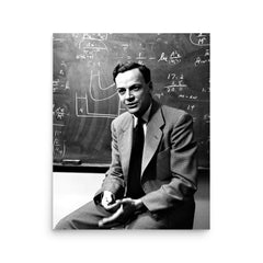 Richard Feynman poster on a plain backdrop in size 16"x20".