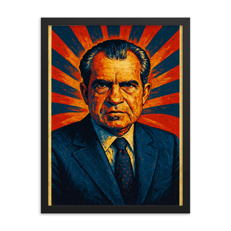 Richard Nixon framed print on a plain backdrop in size 18
